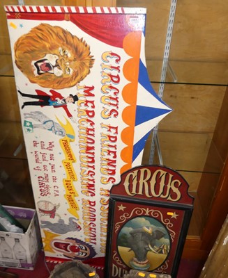 Lot 1183 - Two vintage painted Circus signs, the largest...