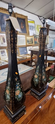 Lot 1272 - A pair of large contemporary black painted,...