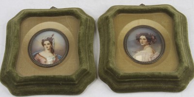 Lot 425 - A pair of 20th century portrait miniatures of...