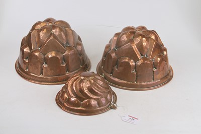 Lot 428 - A pair of Victorian copper jelly moulds, each...