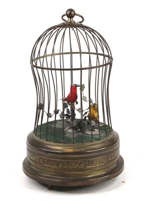 Lot 40 - A brass birdcage automata, containing two...