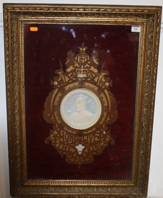 Lot 526 - An Edward VII plaster relief memorial plaque,...