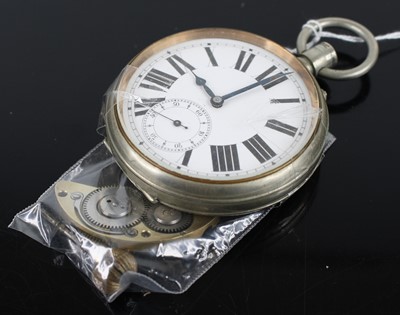 Lot 306 - A gent's nickel cased Goliath pocket watch...