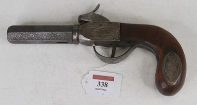 Lot 338 - A continental percussion pistol, having a 9cm...