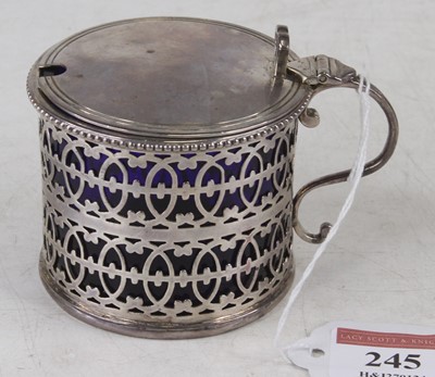 Lot 245 - A George V silver lidded mustard 3.3oz, having...