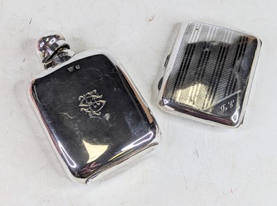 Lot 260 - A silver pocket hip flask, height 12cm,...