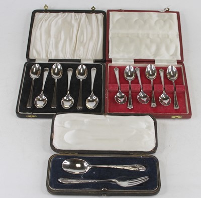 Lot 261 - A cased silver two-piece christening set,...