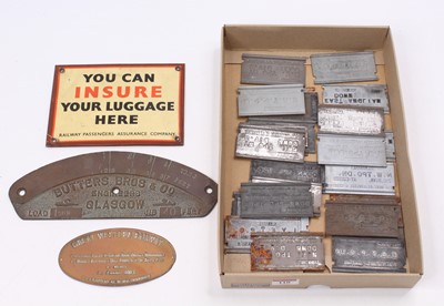 Lot 110 - One tray of vintage railway interest signs and...