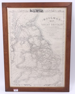 Lot 117 - A John Tallis & Co reprinted railway map of...