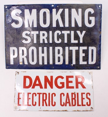 Lot 172 - An enamel 'Smoking Strictly Prohibited' white...