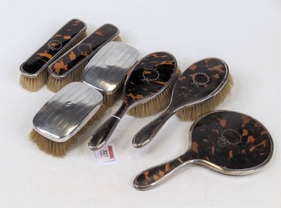 Lot 327 - A George V silver and tortoiseshell clad...