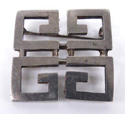 Lot 119 - A sterling silver Givenchy geometric monogram...
