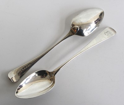 Lot 1153 - A pair of George III silver tablespoons, in...