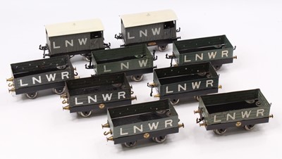 Lot 395 - Nine early Hornby 0-gauge goods wagons:  six...