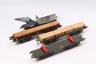 Lot 396 - Four Hornby bogie goods wagons: No.2 breakdown...