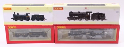 Lot 599 - Two Hornby LNER black locos & tenders, both...