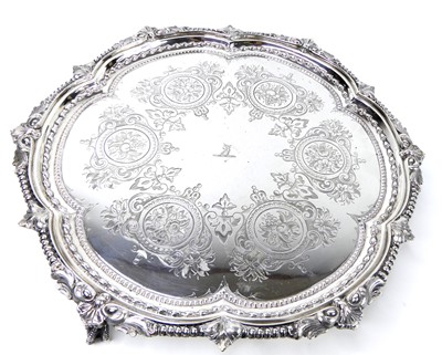Lot 1184 - A Victorian silver salver, of shaped circular...