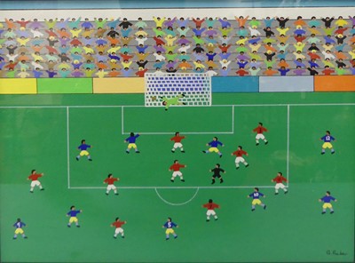 Lot 213 - Gordon Barker (b.1960) - Football, acrylic on...