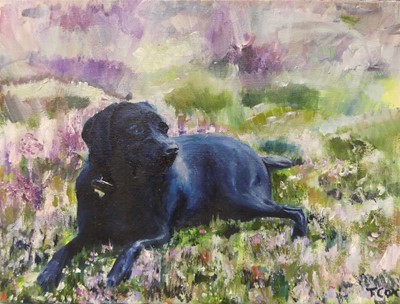 Lot 229 - Tom Cox (contemporary) - Recumbent labrador...