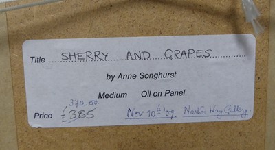 Lot 197 - *Anne Songhurst (b.1946) - Sherry and grapes,...