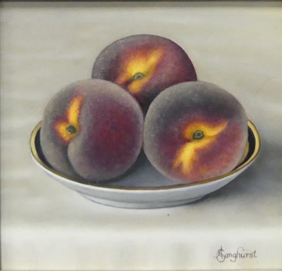 Lot 196 - *Anne Songhurst (b.1946) - Three peaches, oil...