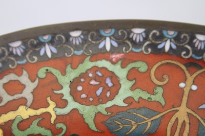 Lot 3 - A Chinese cloisonne enamel charger, the centre...