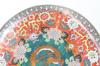 Lot 3 - A Chinese cloisonne enamel charger, the centre...
