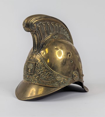 Lot 5 - A 19th century brass fireman's helmet, height...