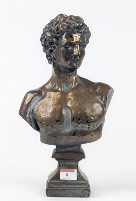 Lot 8 - A painted resin head & shoulders bust of David,...