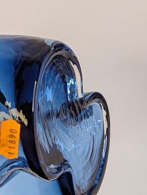 Lot 24 - A pair of blue glass vases each in the form of...