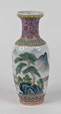 Lot 28 - A Chinese export porcelain vase of baluster...