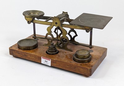 Lot 44 - A pair of Victorian brass postal scales,...