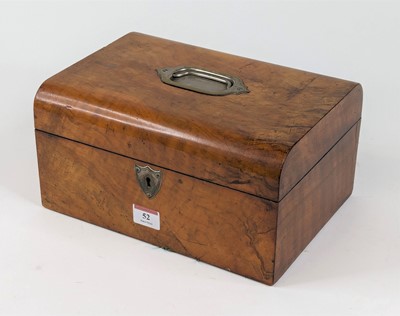 Lot 52 - *A Victorian walnut workbox, the lid...