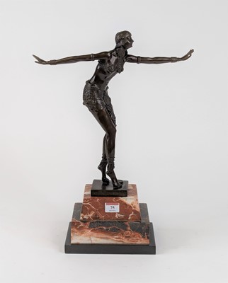 Lot 75 - An Art Deco style bronzed metal figure of a...