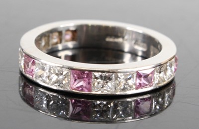 Lot 1285 - A platinum, pink sapphire and diamond...