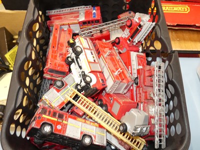 Lot 1576 - Two boxes containing loose playworn diecast to...
