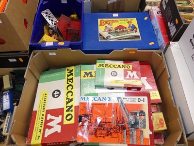 Lot 1595 - Two boxes containing Meccano related metal...