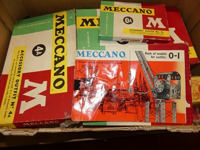 Lot 1595 - Two boxes containing Meccano related metal...