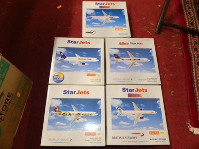 Lot 1603 - Five boxed aircraft models by Schuco to...