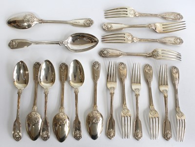 Lot 1189 - A suite of Victorian silver flatware, mostly...