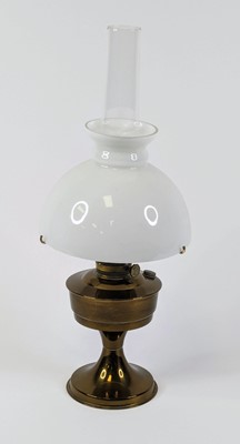Lot 119 - A Victorian brass oil lamp, having a milk...