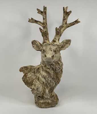 Lot 142 - A painted terracotta bust of a stag, height 79cm
