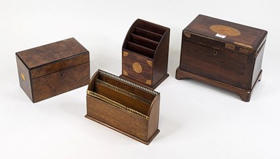 Lot 156 - A 19th century walnut twin compartment tea...