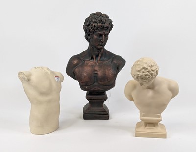 Lot 162 - *A bronze resin bust of David, height 45cm,...