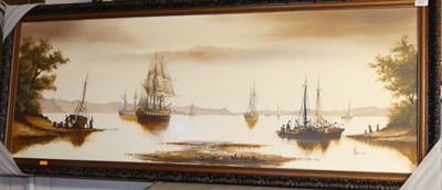 Lot 1031 - Kay Hammond - Boats on a Calm Estuary, oil on...