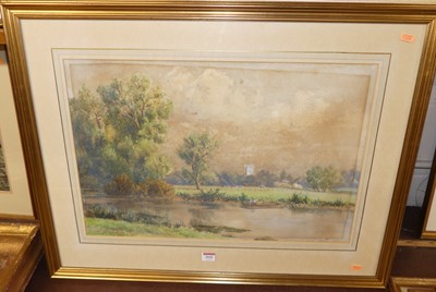 Lot 1041 - LH Coller? - pastoral river landscape with...