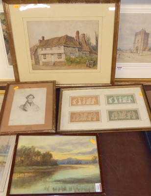 Lot 1042 - Watercolours to include English school - study...