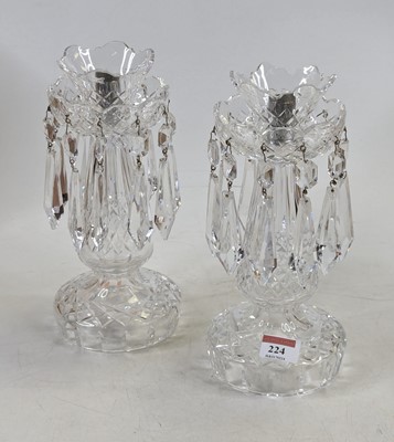 Lot 224 - A pair of Waterford Crystal lustre table lamps,...