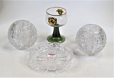 Lot 228 - A pair of prism cut tea light holders of...