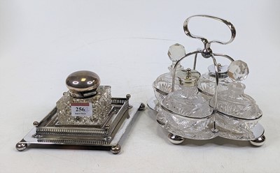 Lot 256 - A 19th century silver plated desk stand,...